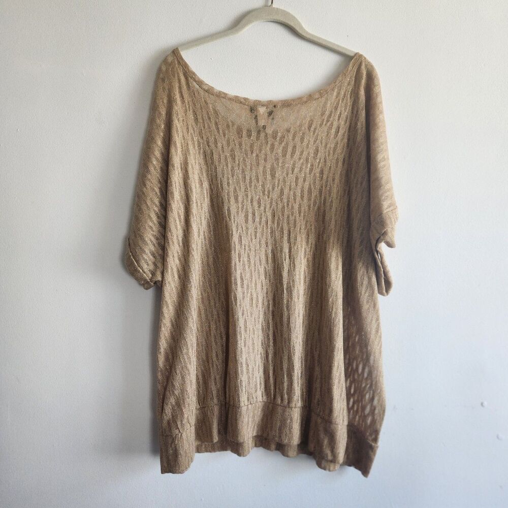 Lanebryant metallic sheer gold tone top 26/28 holiday party layer whimsigoth - Picture 2 of 8